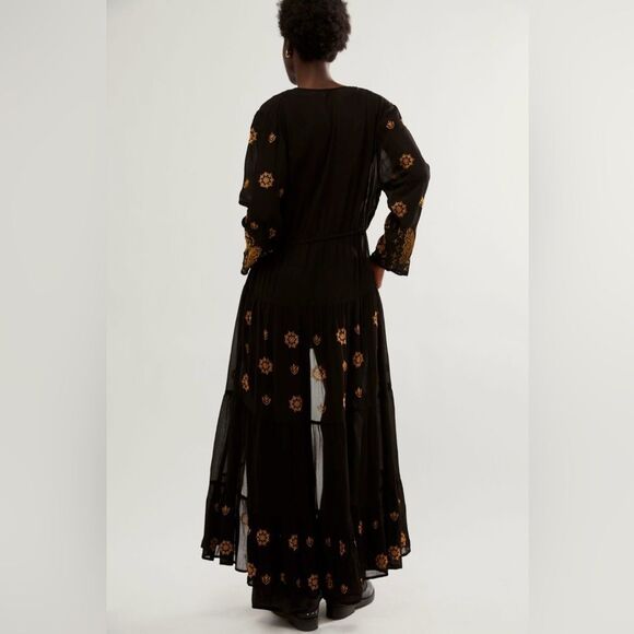 NWT ☯️ FP LA CIENEGA EMBROIDERED KIMONO IN BLACK ☯️ NWT - Picture 3 of 8